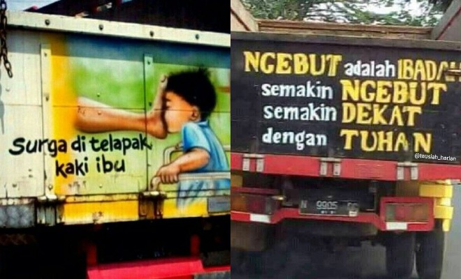 10 Tulisan Belakang Truk Paling Lucu Bikin Ngakak Dailysia